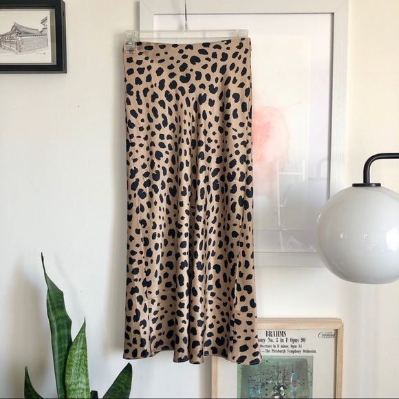 Realisation Par Dresses & Skirts - Realisation Par Tan Leopard Print Bias Midi Skirt